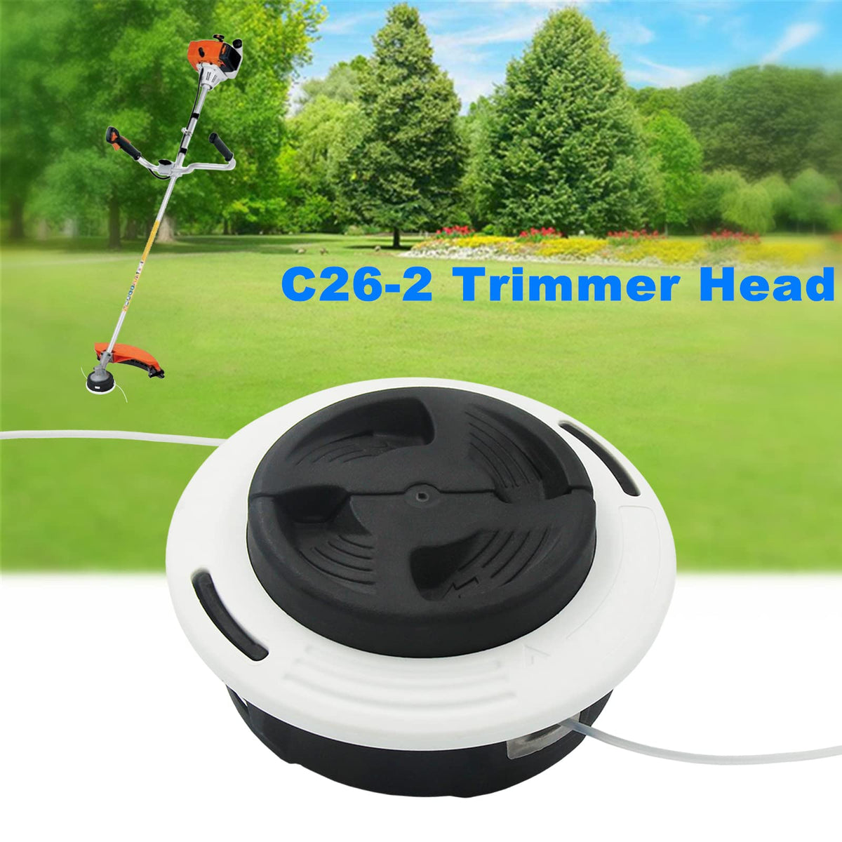 AILEETE C26-2 head demonstrating automatic feed action for quick trimming.