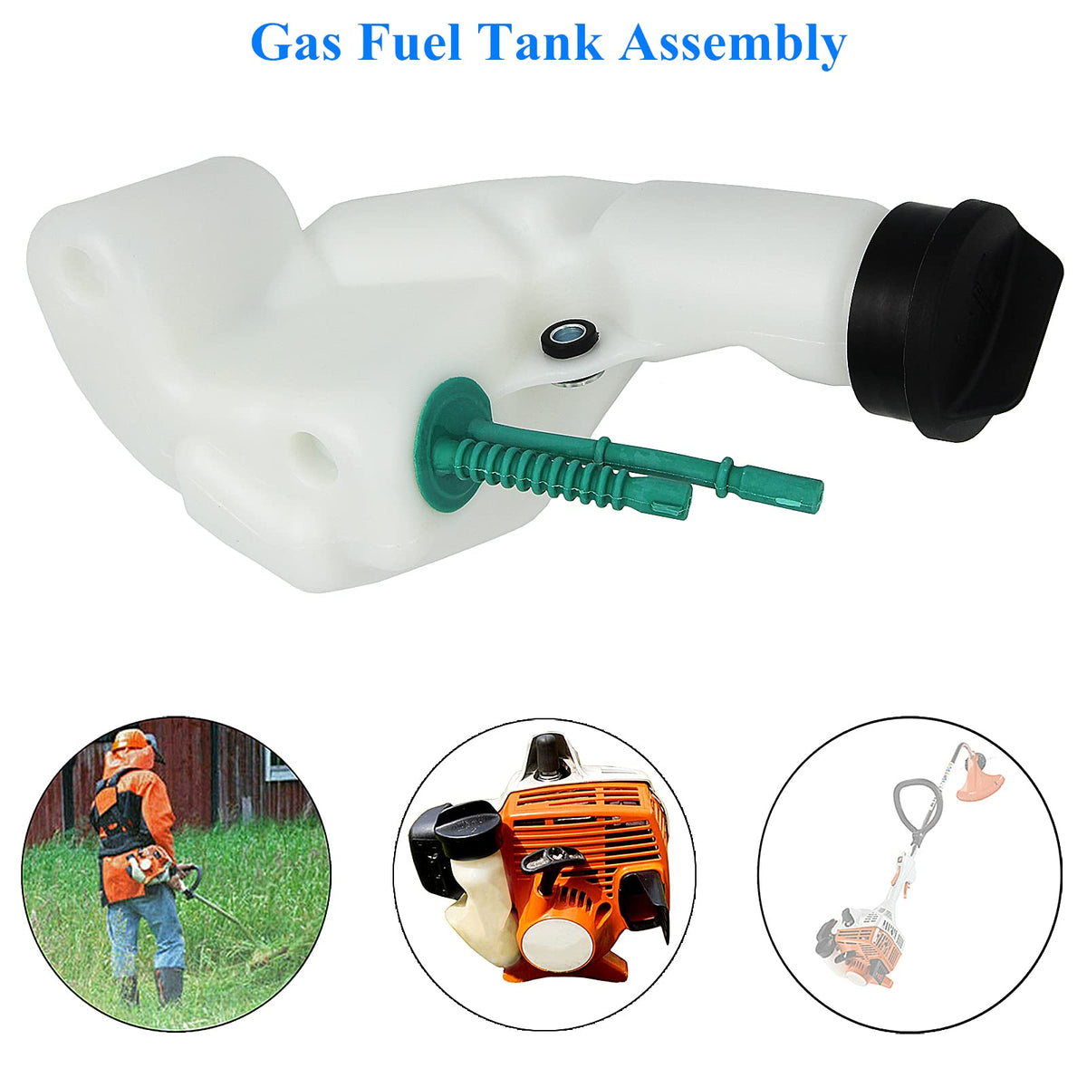 AILEETE gas fuel tank assembly overview, compatible with multiple Stihl models.