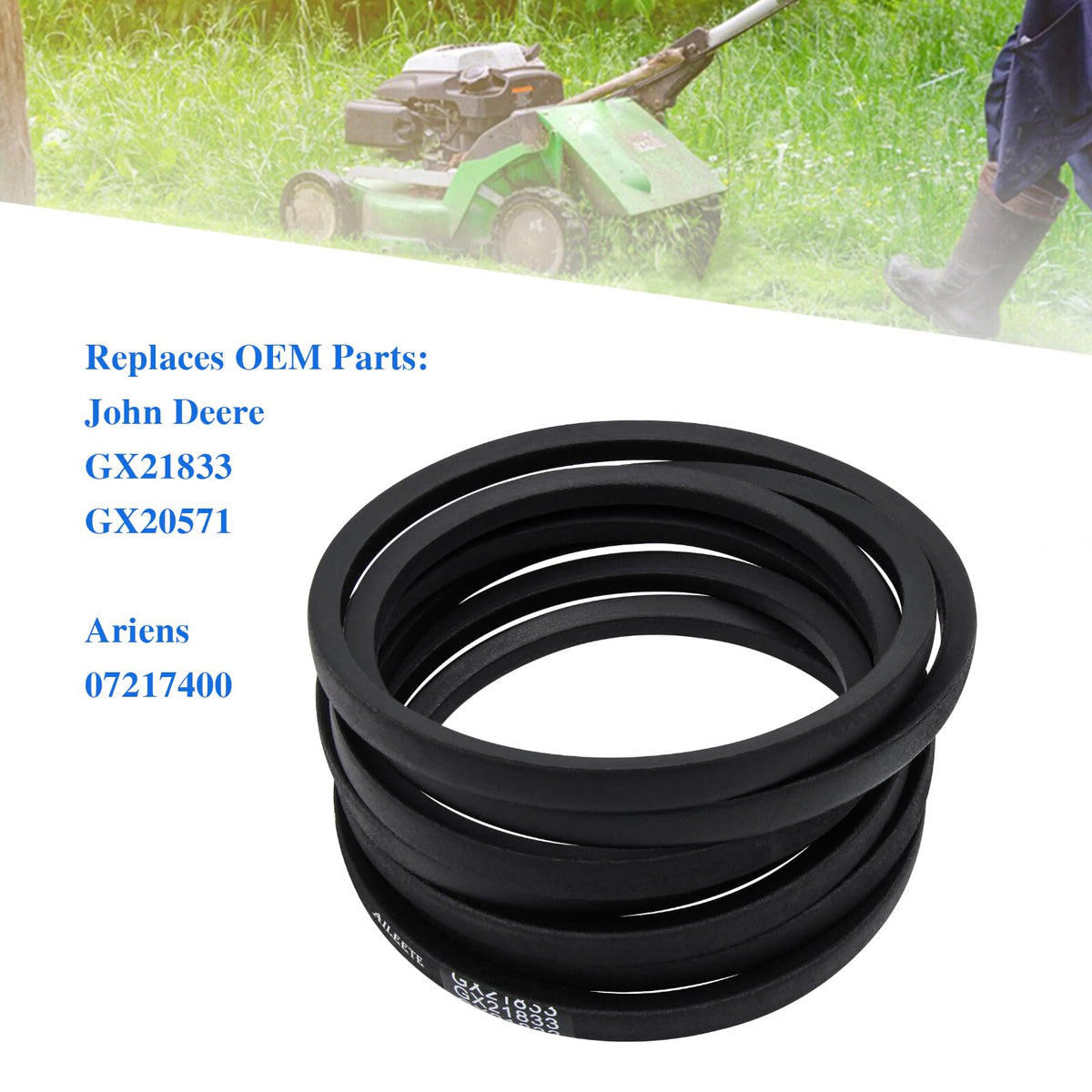 AILEETE GX21833 deck belt for D-series tractors maintains tension during mowing