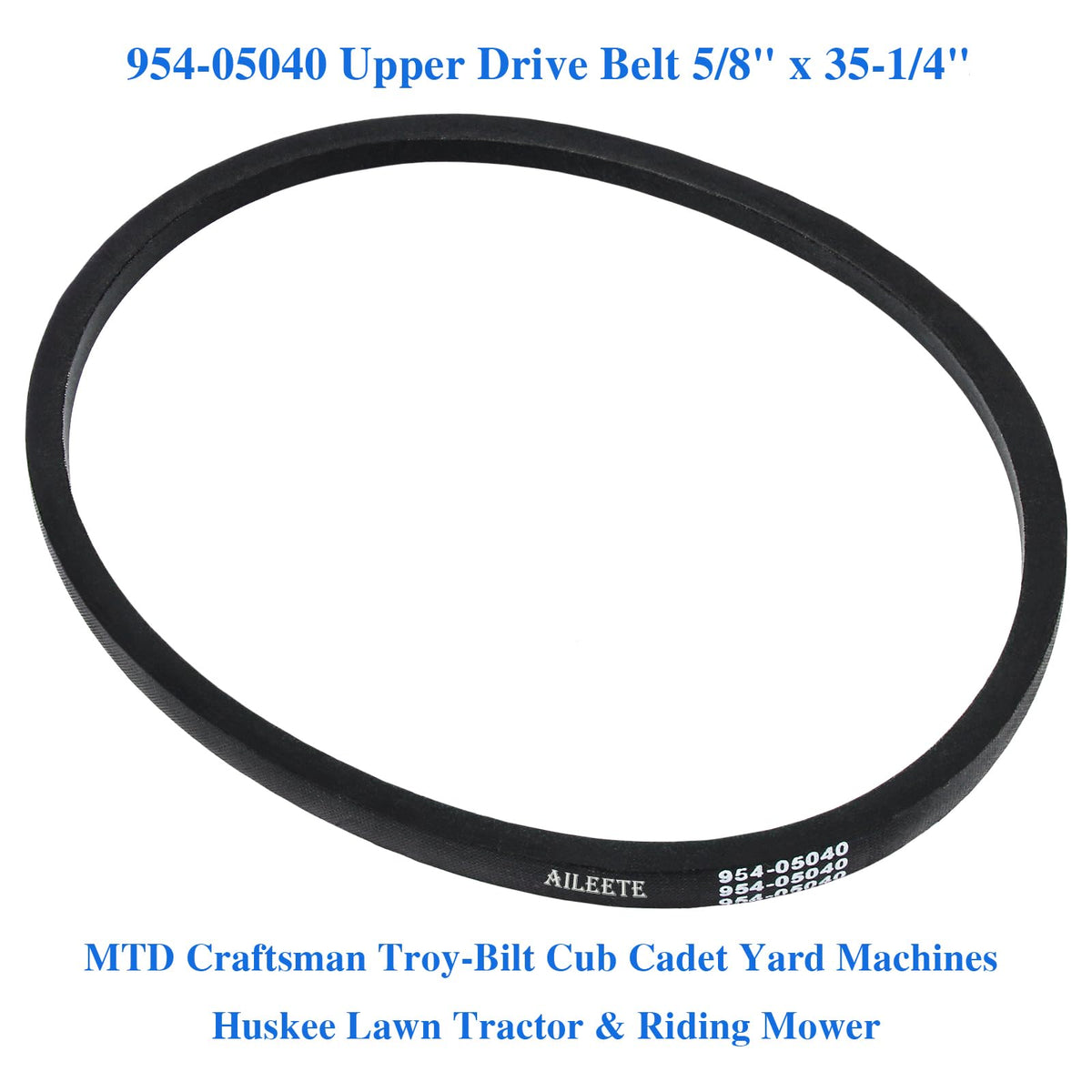 AILEETE belt compatibility list highlighting models like MTD, Craftsman, and Troy-Bilt.