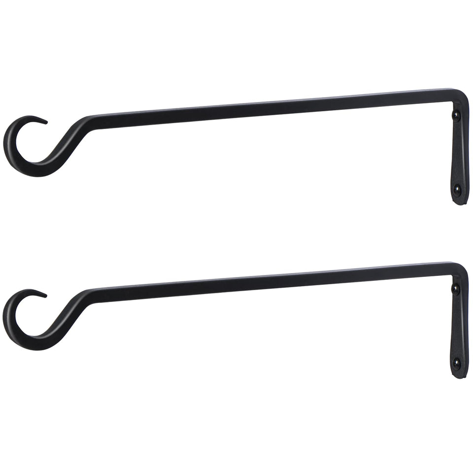 AILIN YELOKIE 16-inch plant hanger bracket in matte black for durable outdoor display.