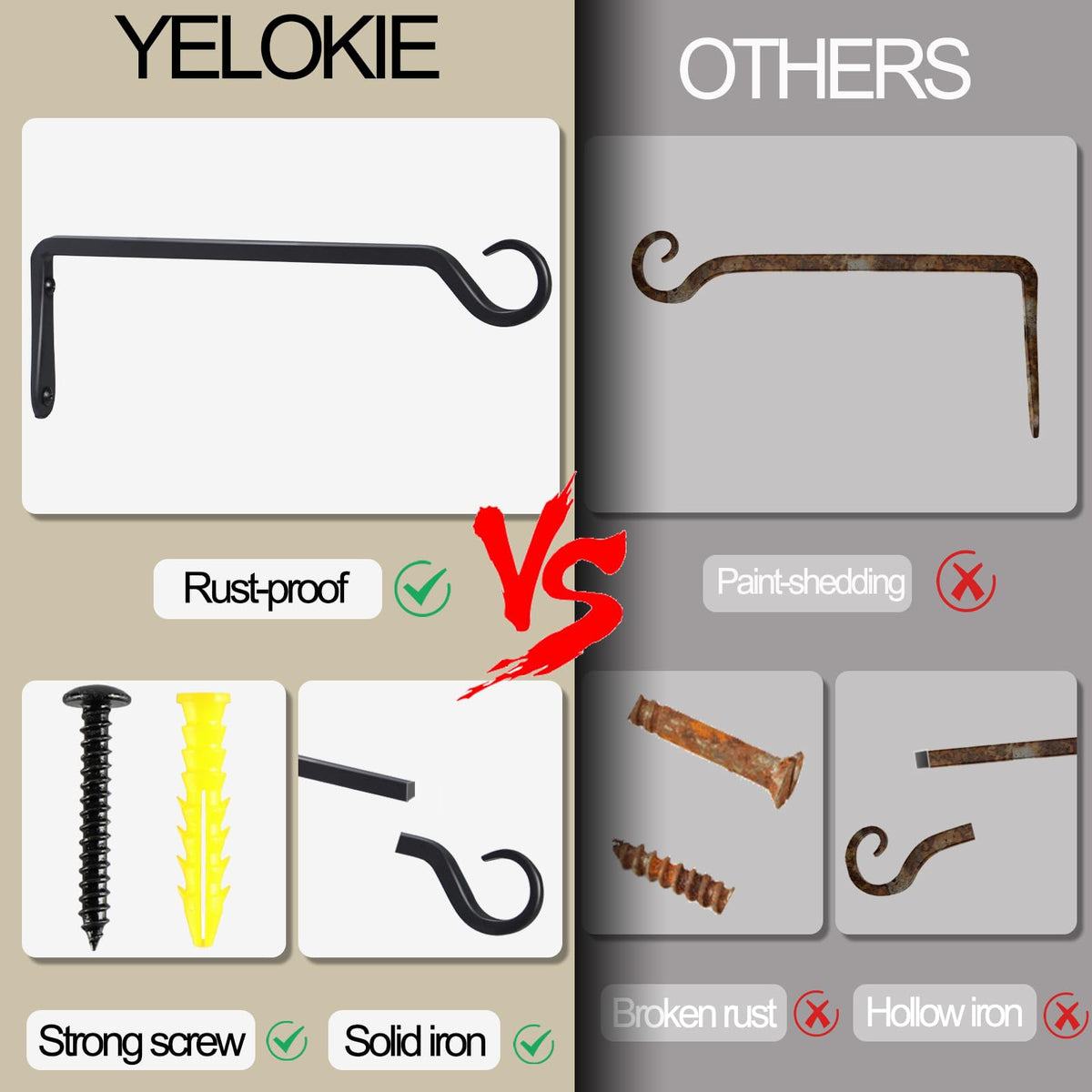 AILIN YELOKIE wall hook with screws and expansion tubes for secure mounting