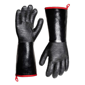Ailiary 932°F heat-resistant grill gloves with 14-inch sleeve for safe grilling.