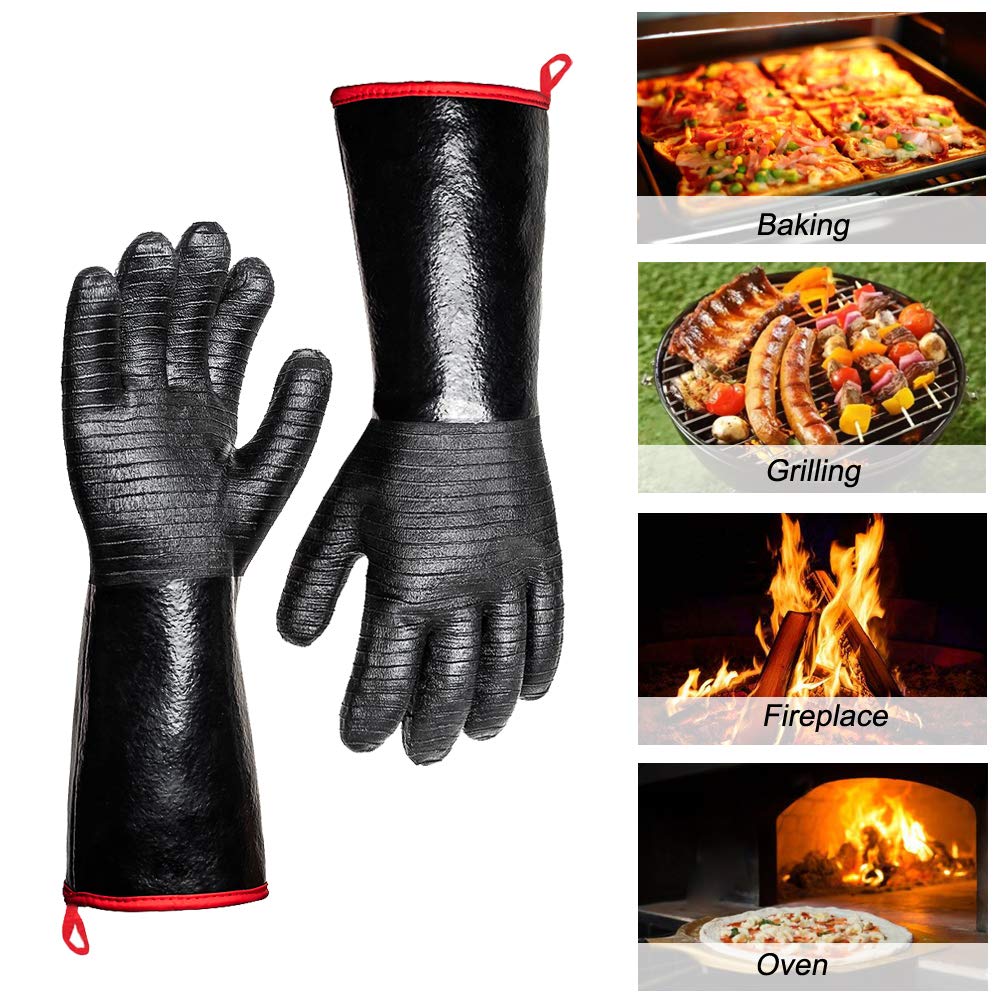 Ailiary waterproof long-sleeve pit gloves protecting hands while grilling.