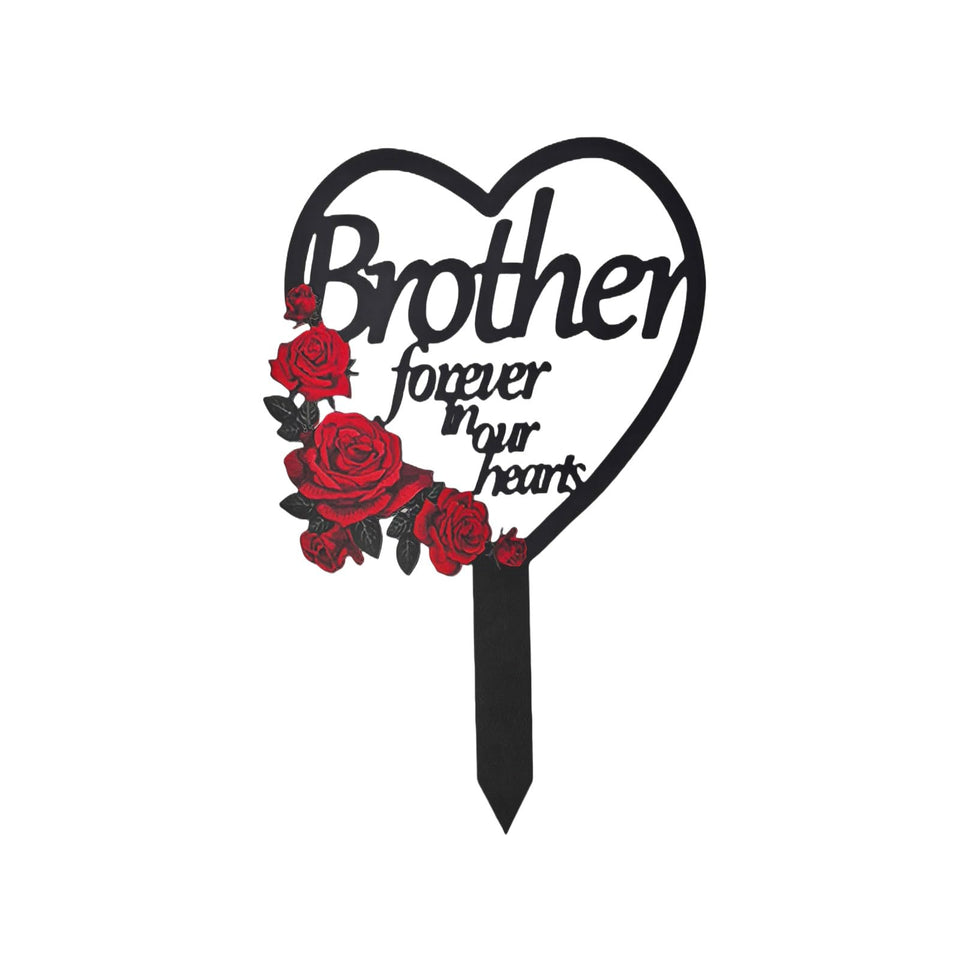 AIM & GGKK heart-shaped memorial marker with roses for gravesites.