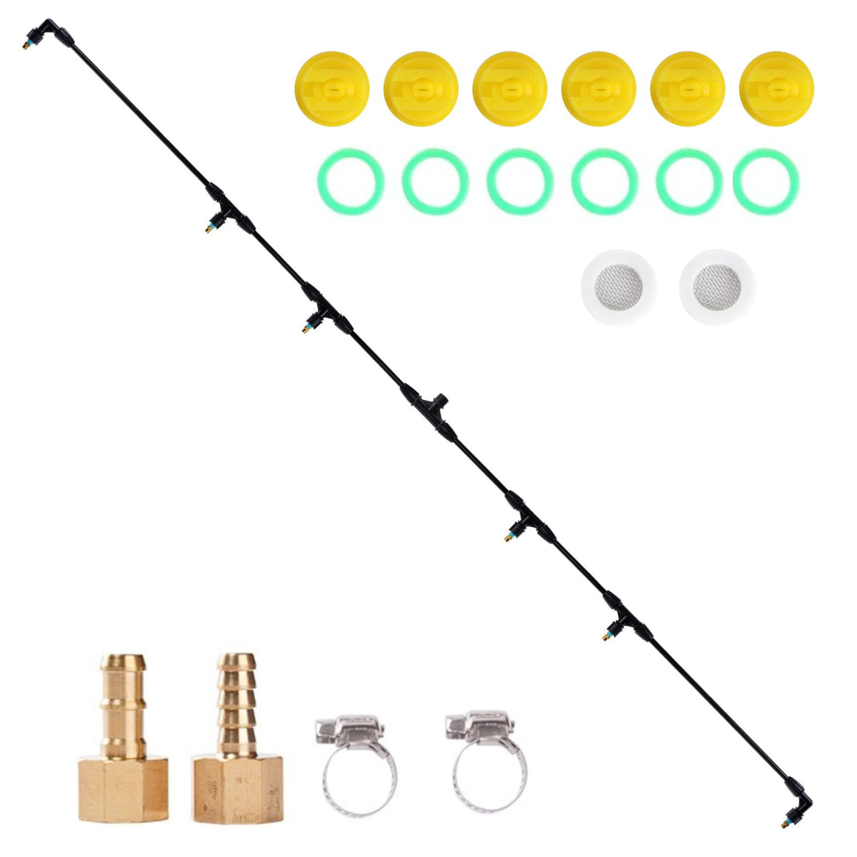 Aimela 6-nozzle boom wand demonstrates wide-area coverage for efficient garden spraying.