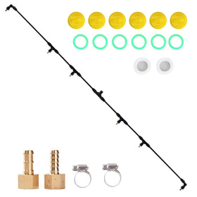 Aimela 6-nozzle boom wand demonstrates wide-area coverage for efficient garden spraying.
