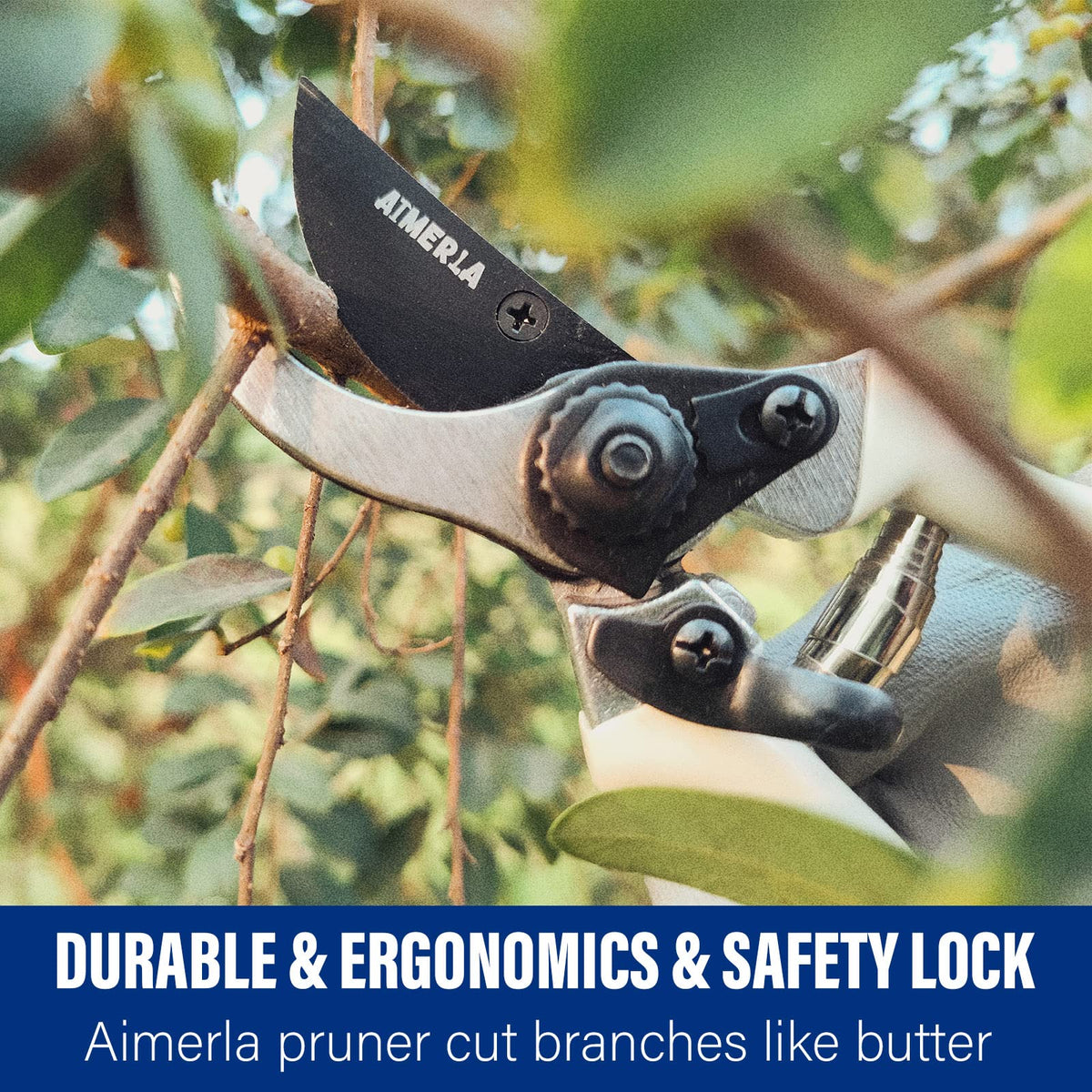 Aimerla ergonomic non-slip grips on trowel and rake for comfort