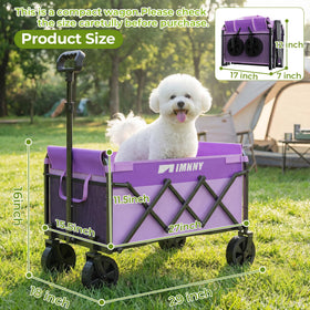 Aimnny Purple Collapsible Wagon adjustable handle extends for comfort.
