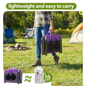 Aimnny Purple Collapsible Wagon folded compact for trunk storage.