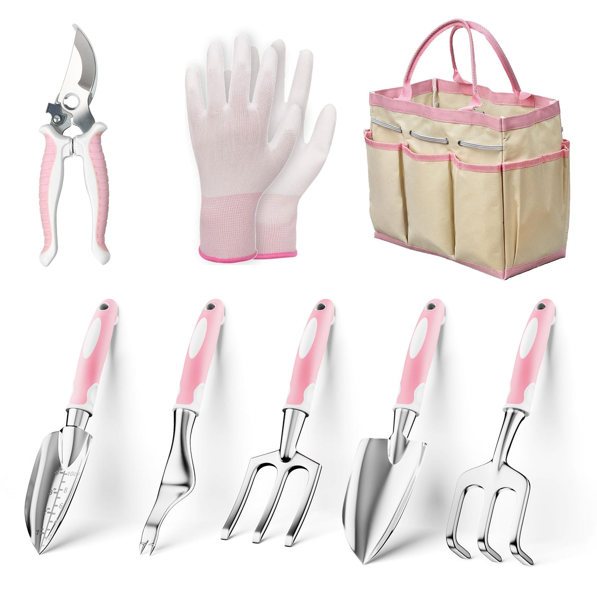 AIMORE 8-piece garden tools set with bag for easy outdoor gardening.