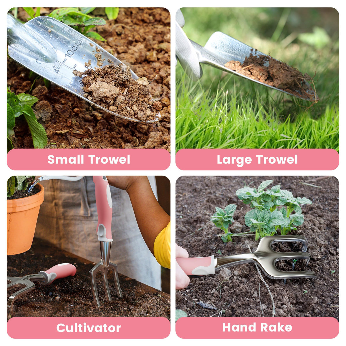 AIMORE large trowel with ergonomic handle for efficient soil prep.