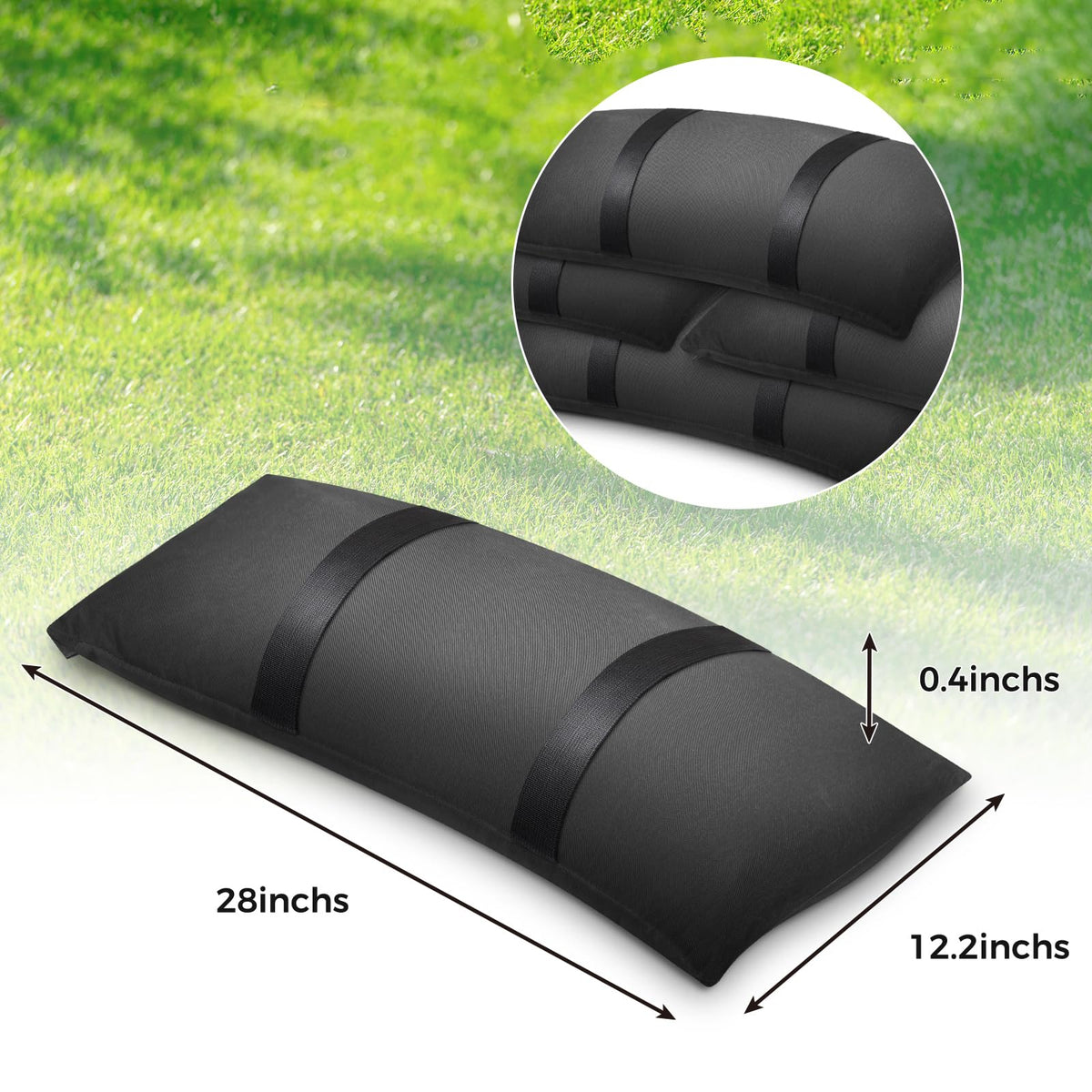 Aimosen four-pack base weights simplify outdoor setup near pools and gardens.