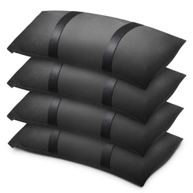 Aimosen umbrella base weights four-pack securing outdoor furniture on windy days.