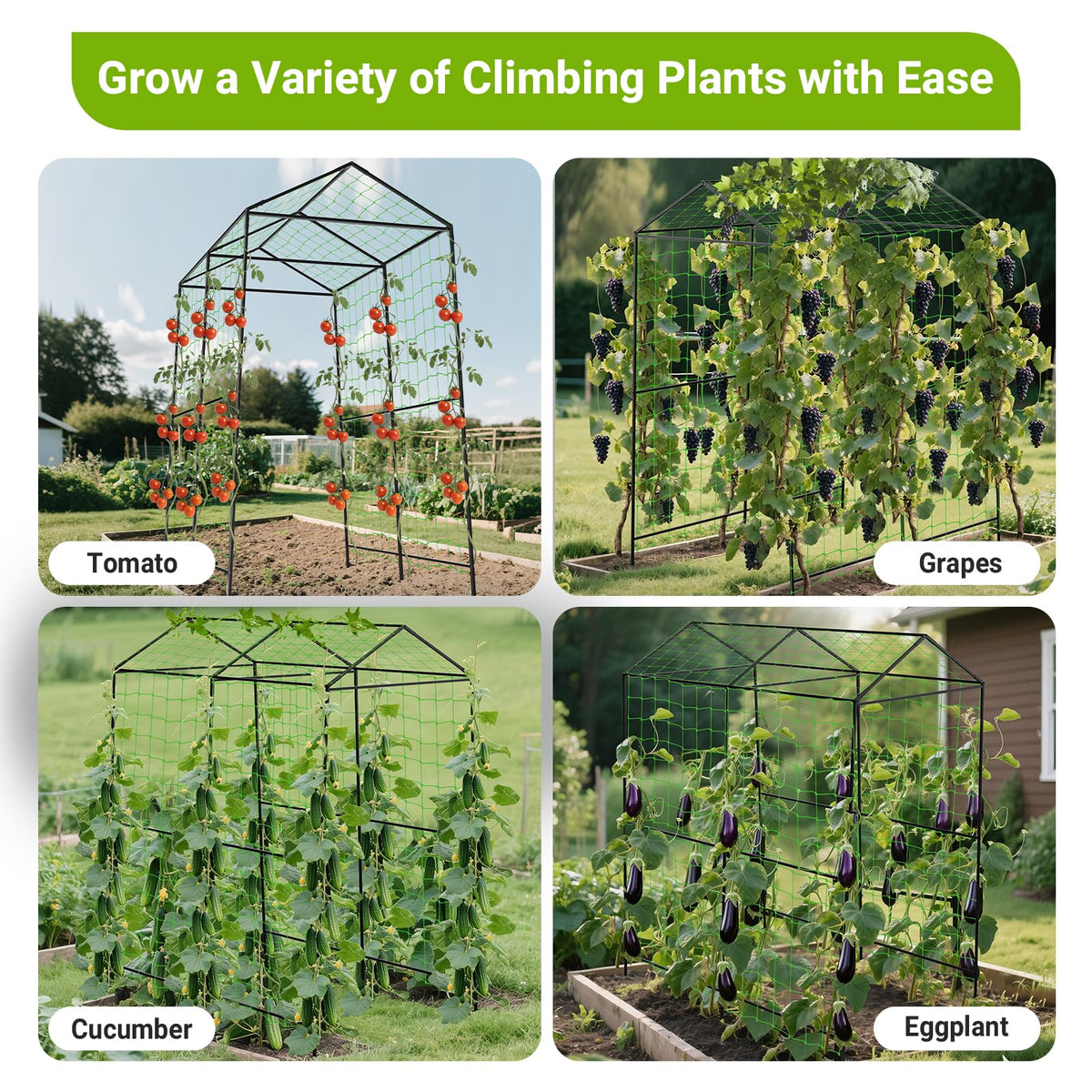 AIMUCT garden arch easy assembly with ground stakes for stability.