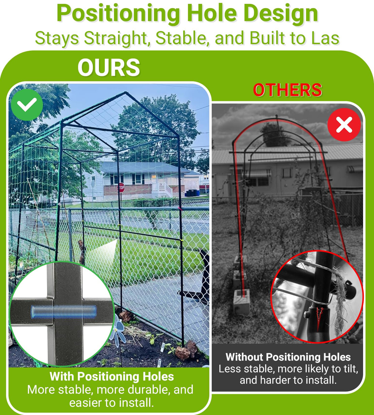 AIMUCT metal garden arch trellis assembled in garden shows quick setup and reliable support.