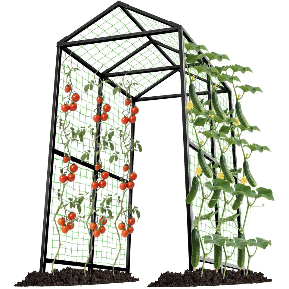 AIMUCT metal garden arch trellis, side view supports climbing plants with durable strength.