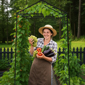 AIMUCT metal garden arch trellis vertical layout optimizes space and sunlight for vines.