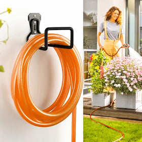 AinDen wall-mount hose organizer keeps yard tidy and tangle-free.
