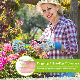 Ainiv lavender-pattern gardening gloves offer lightweight yard protection.