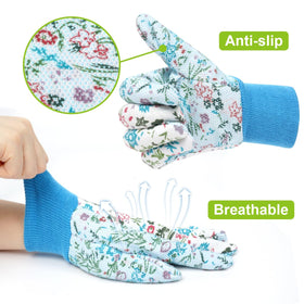 Ainiv floral gloves palm non-slip design improves grip.