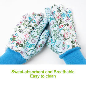 Ainiv floral gloves with elastic wrist to seal out dust.