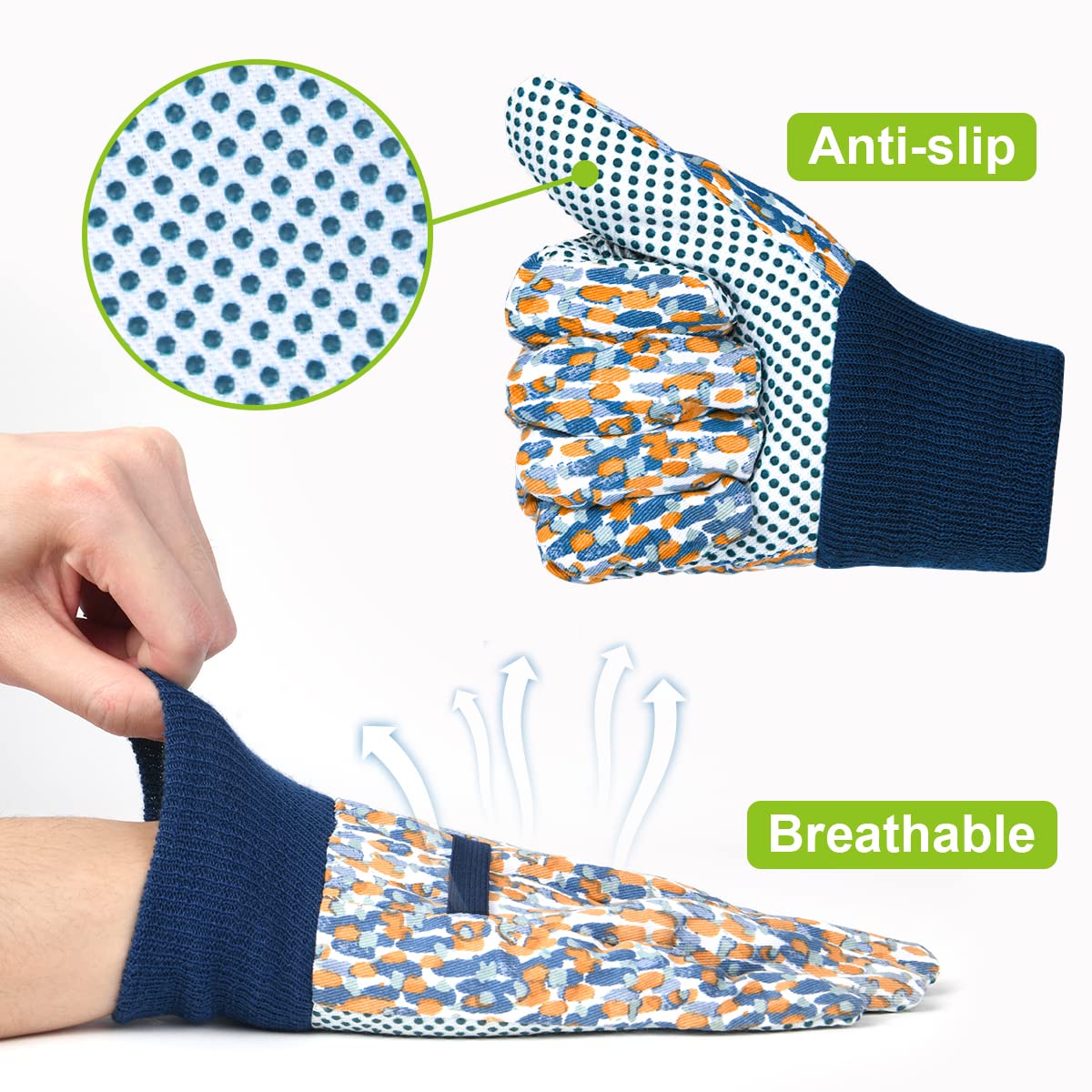 Ainiv floral gloves patterned-back fabric adds style while protecting hands.