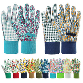 Ainiv floral gloves two-pairs-pack provide comfy garden wear for all-day tasks.