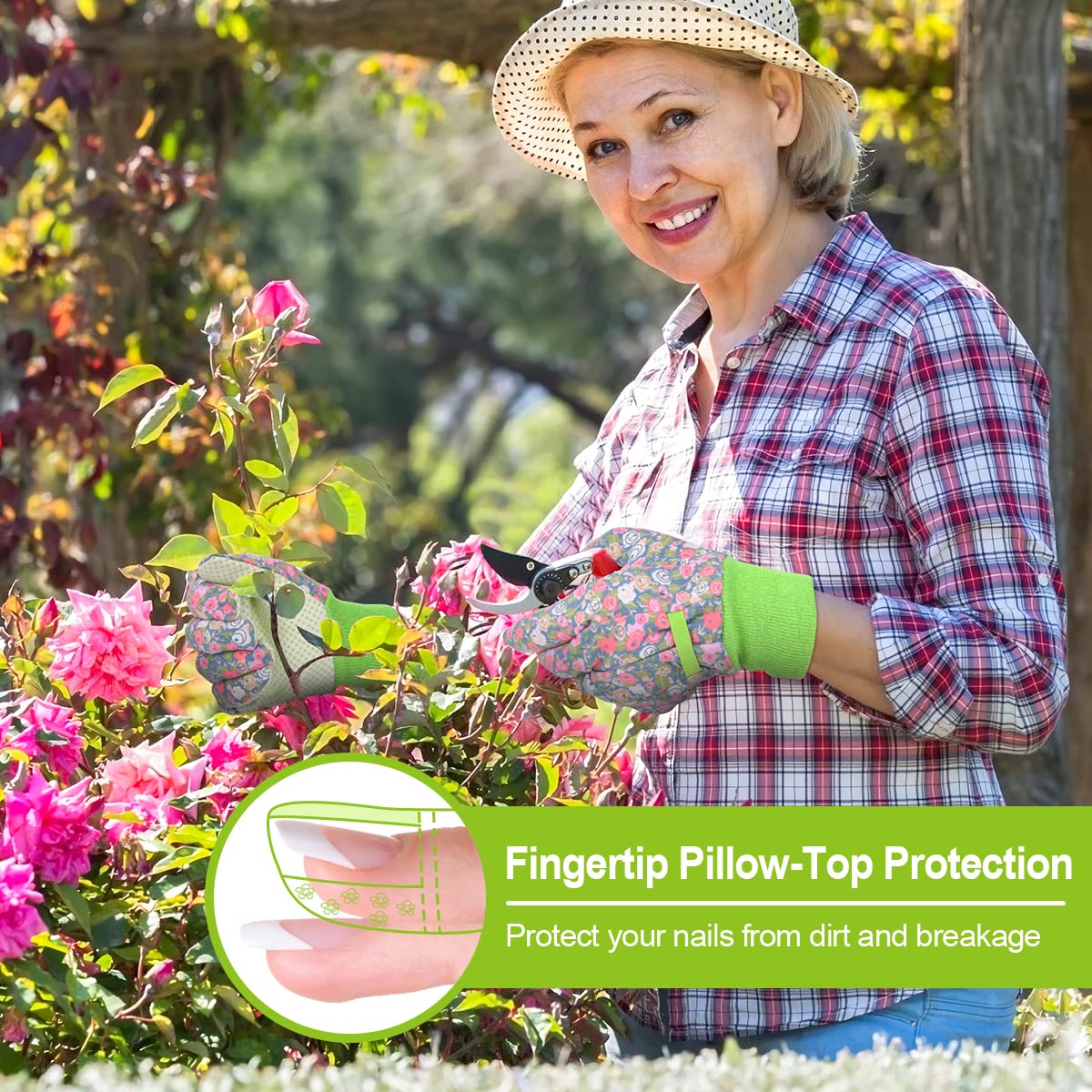 Ainiv floral-patterned gloves add color and style to gardening tasks.