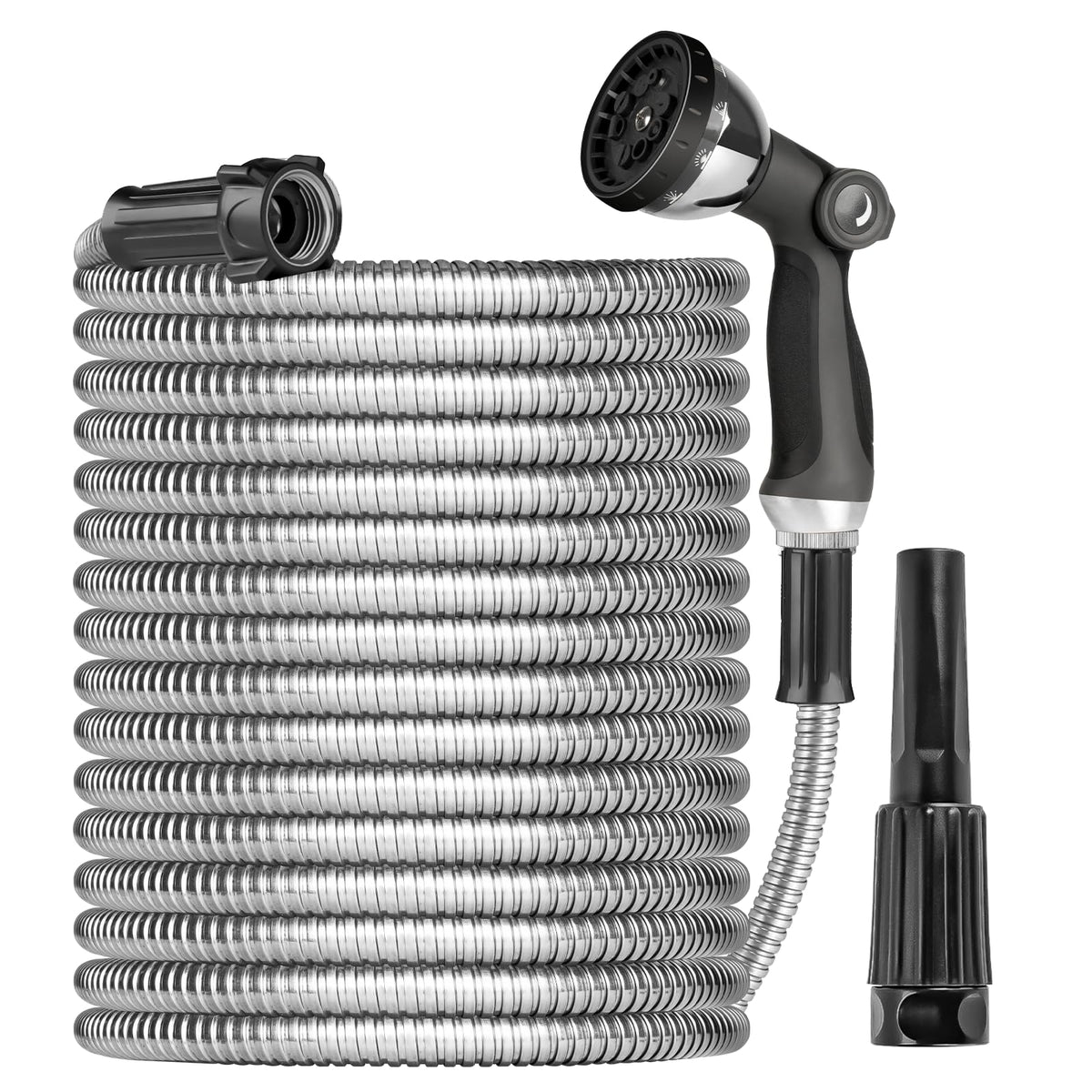 Ainpota metal garden hose 100ft with sprayer for efficient watering