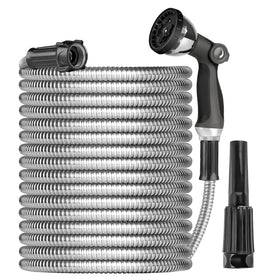 Ainpota metal garden hose 100ft with sprayer for efficient watering