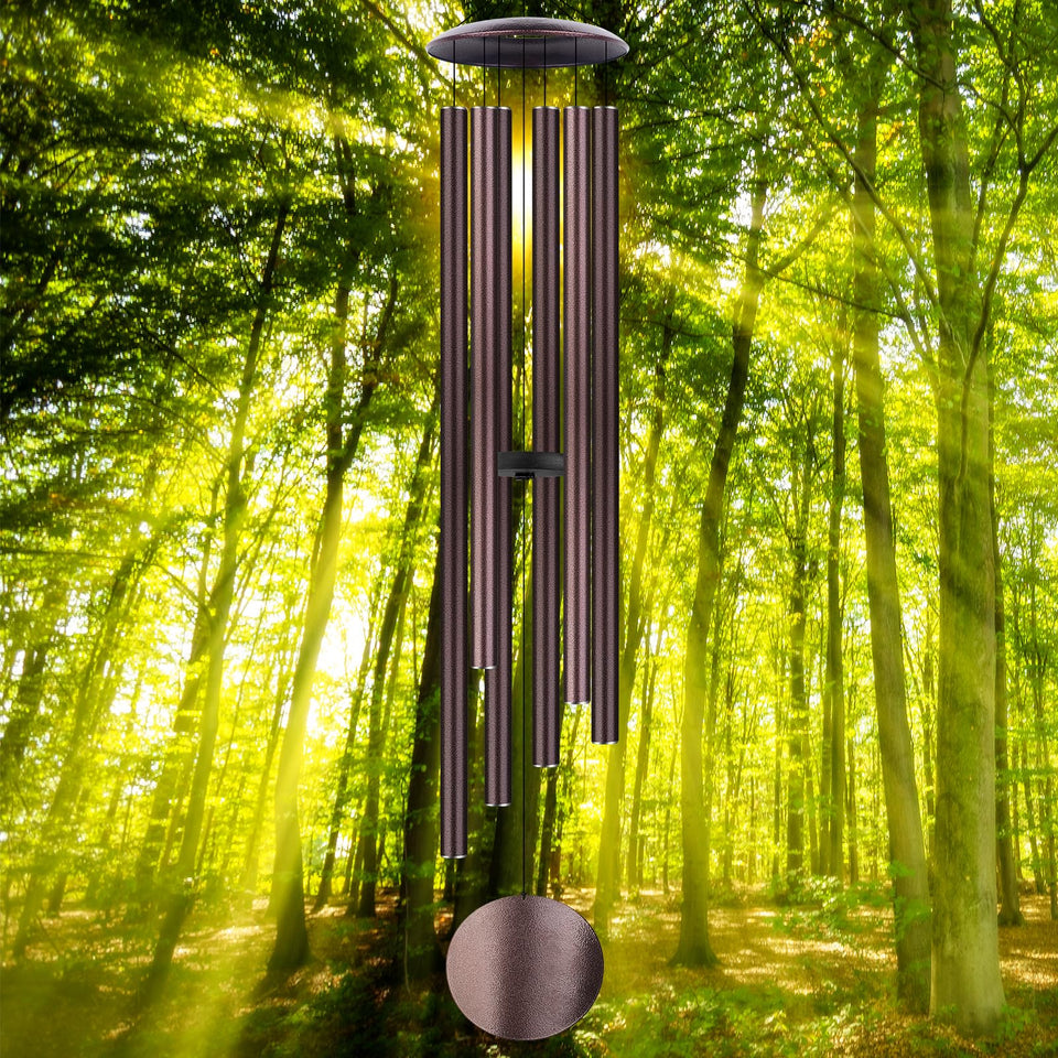 Aioguisn 54-inch wind chimes outdoors deliver deep tones and extended resonance.