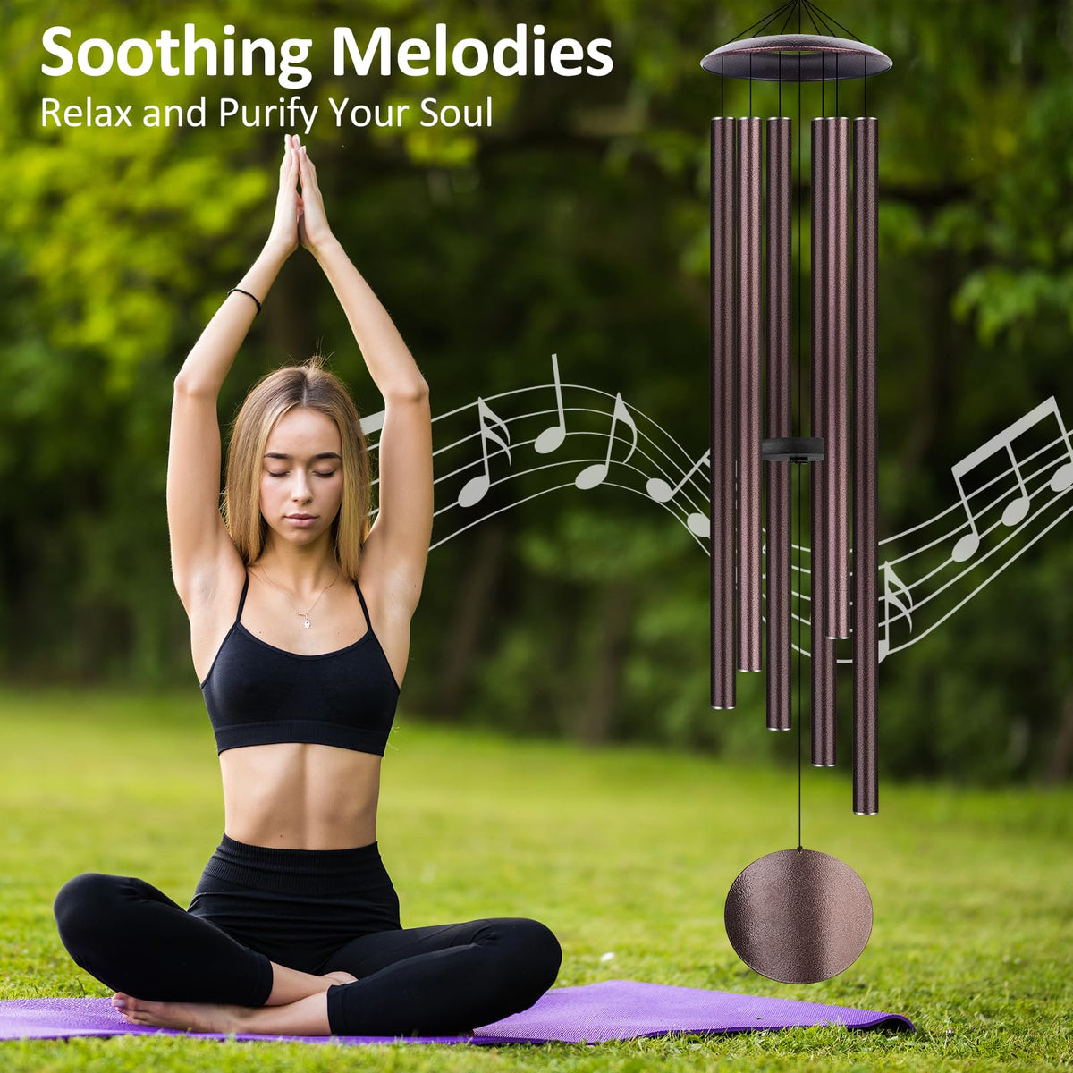 Aioguisn 6 thickened aluminum tubes wind chime for durable all-weather performance.