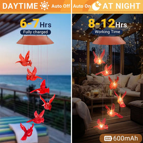 AIONASA Cardinal Solar Wind Chimes enhance garden ambiance with red accents