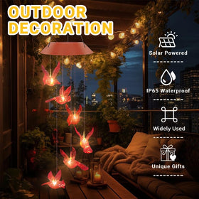 AIONASA Cardinal Solar Wind Chimes powered by a solar panel for easy charging