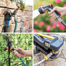 AIPOR outdoor garden setup featuring versatile hose connections