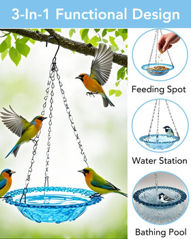Aiqriwv hanging feeder-outdoor offers easy seed access for visiting songbirds.