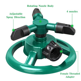 Airabc hose-connection sprinkler shows simple setup with a standard US hose thread.