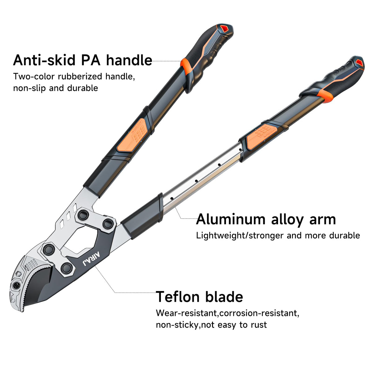 AIRAJ compound action mechanism reduces effort during cuts.