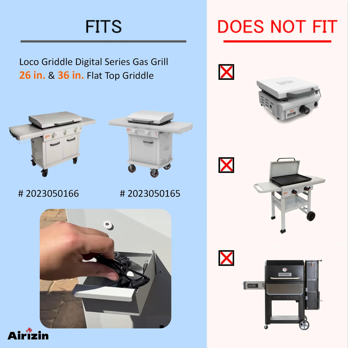 Airizin IP44 splash-proof power cord withstands rain for outdoor grilling.