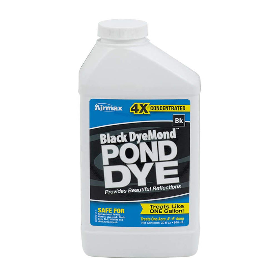 Airmax Diemond Pond Dye bottle closeup for vibrant color.