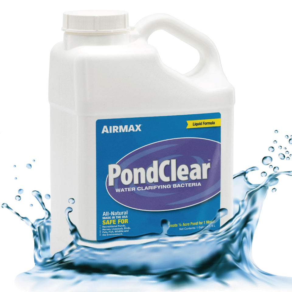 Airmax PondClear bottle pours along the shoreline for easy application.