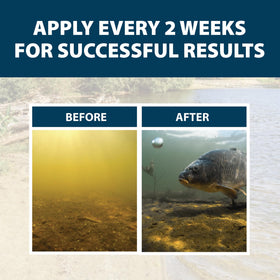 Pond surface appears refreshed with less odor after PondClear use.