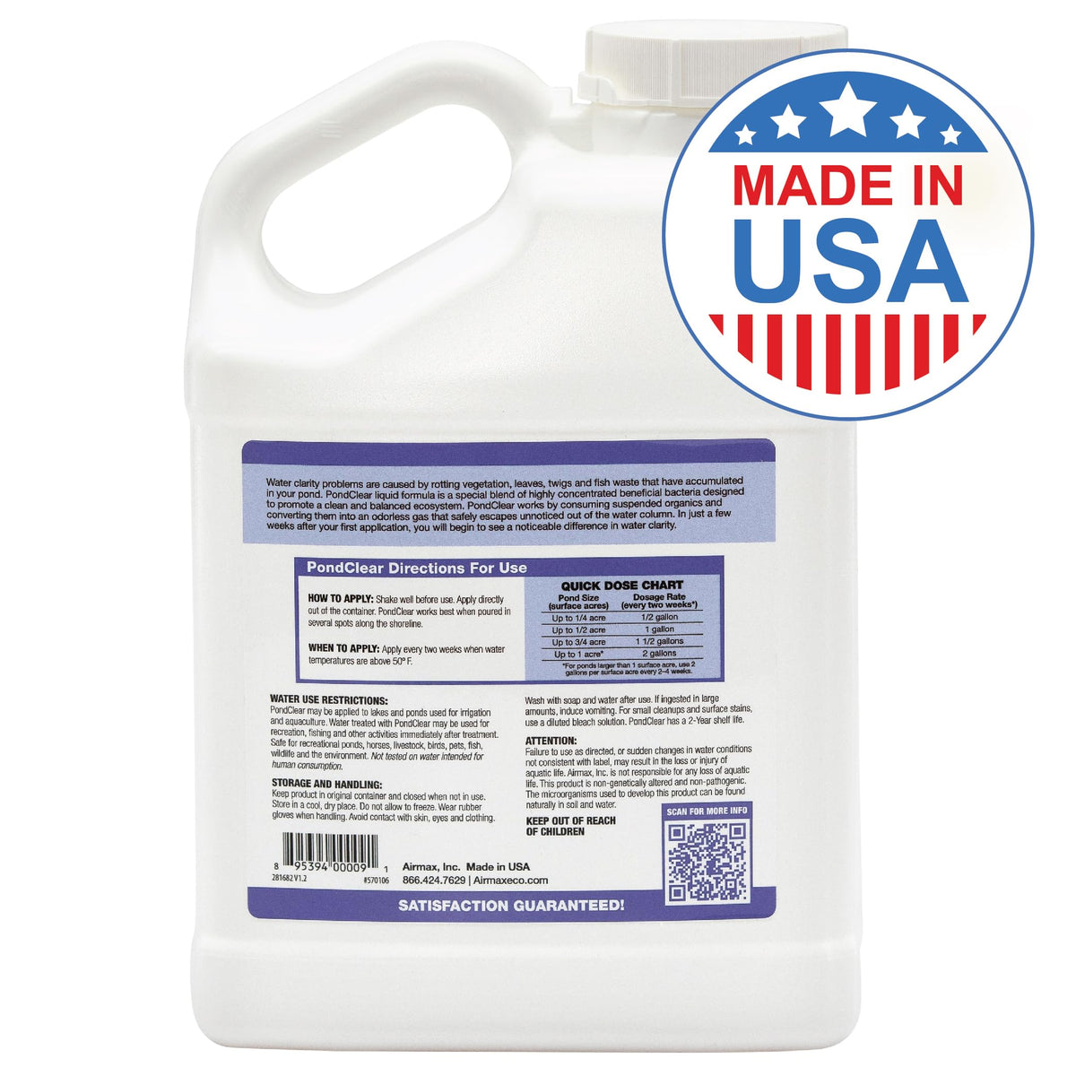 Airmax PondClear demonstrates clearer water after treatment in a pond.