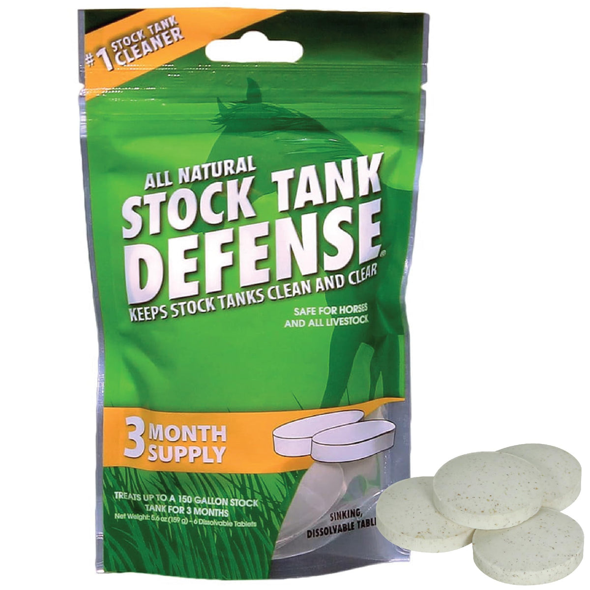 Airmax Stock Tank Defense tabs pack used for easy livestock water treatment.