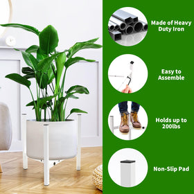 Airpark heavy-duty metal plant stand provides stable support for large pots.