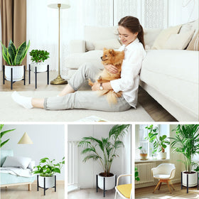 Airpark plant stand with non-slip feet protecting floors