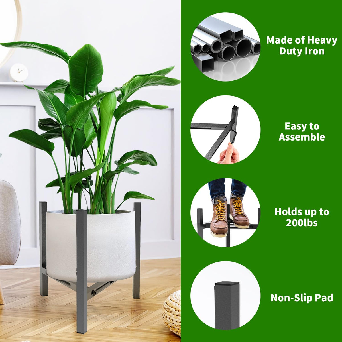 Airpark plant stand features sturdy iron construction for reliable support