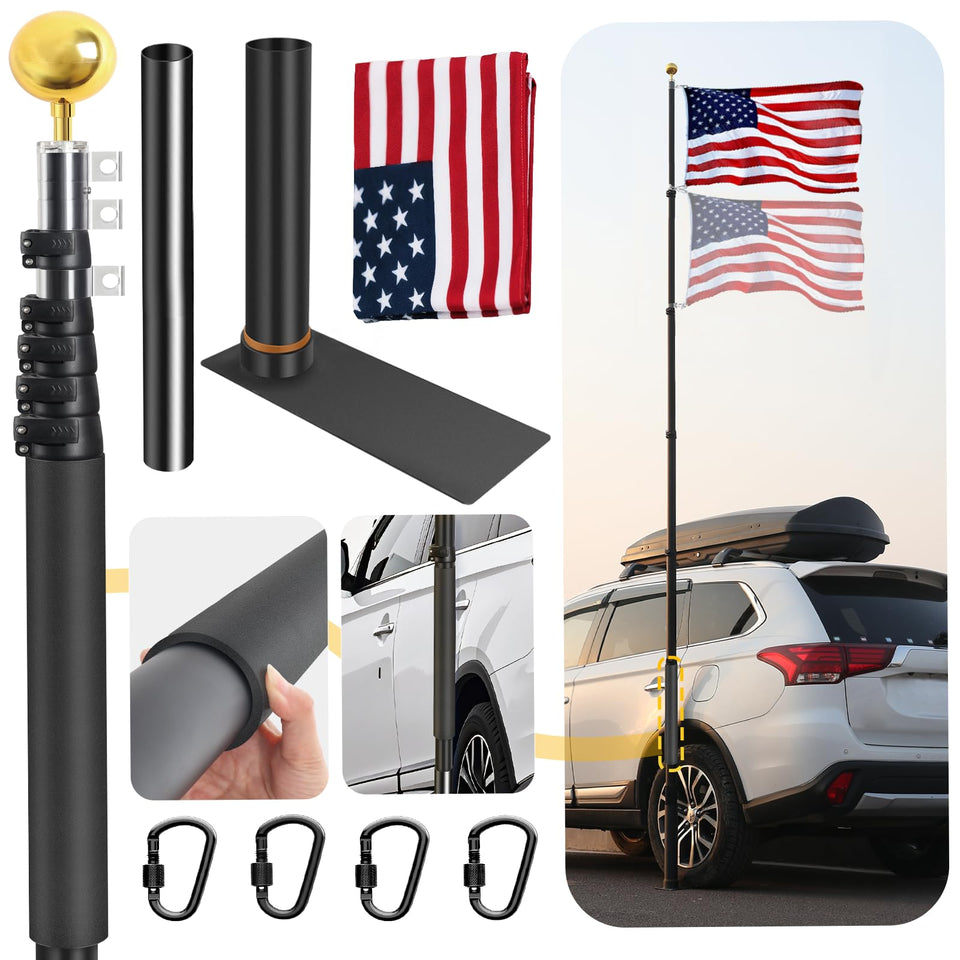 AirVows 20ft tailgate flagpole with tire mount for stable outdoor displays.