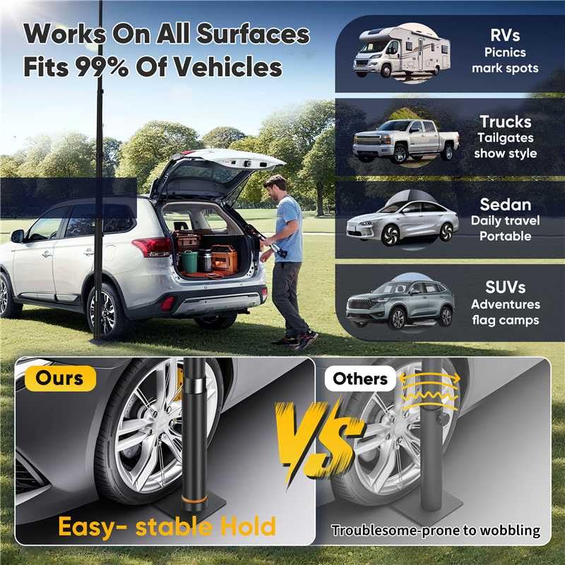 AirVows flip-lock system keeps the pole secure after raising.